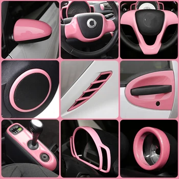 Prodotti per la decorazione di interni auto Guscio protettivo in ABS Adesivo rosa per accessori per la modifica dell'auto Mercedes Smart 451 Fortwo