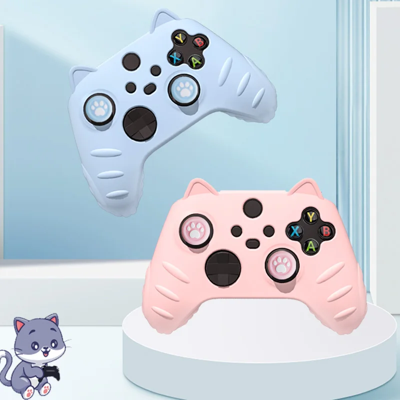 Cat Paw Silicone Soft Shell Protetor Adesivo Pele para Xbox Series x s Game Controller Case Polegar Stick Grip Cap Capa Xss Xsx - Image 3