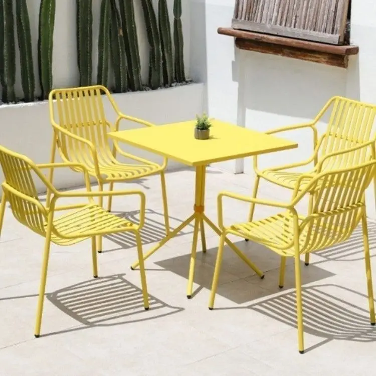 Viral Outdoor Table Chair Set Milk Tea Shop Cafe Patio Setup Waterproof UV Resistant Open-Air Balcony Garden Courtyard Leisure