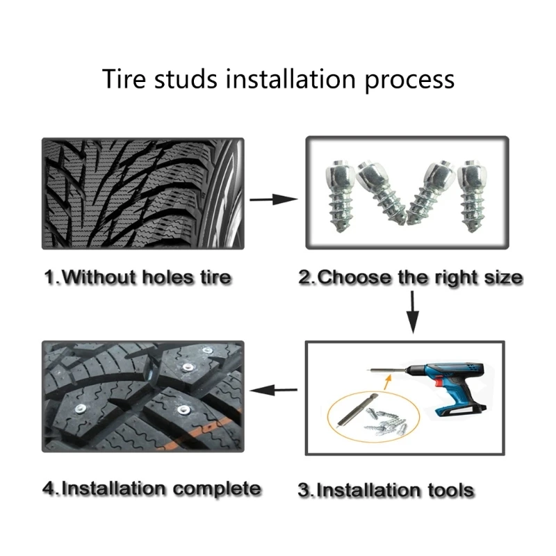 100Pcs Tire Spikes Tire Studs Spikes for Truck Tires Snow Studs for Tires Snowmobile with Installation Tool