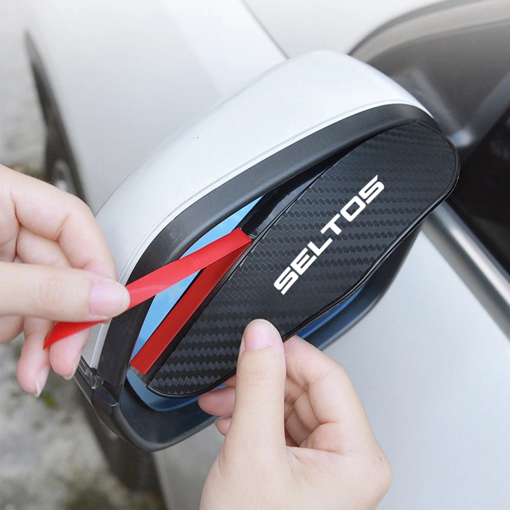 2pcs car Rearview mirror Carbon fiber Rain car accessories for kia seltos