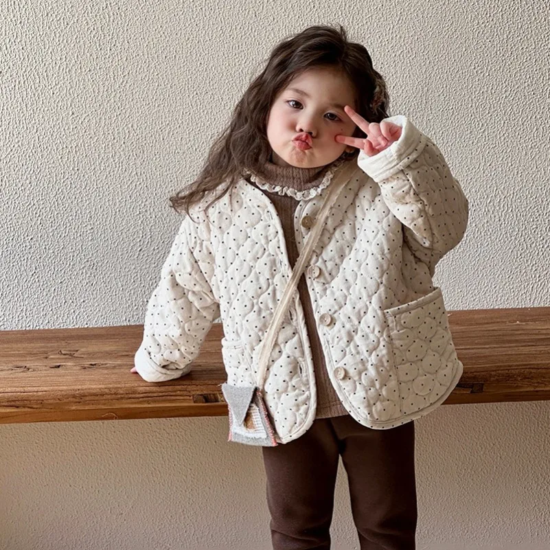 Korean New Thickened Girl Winter Cotton Coat for Baby Girls Warm Cotton Jacket