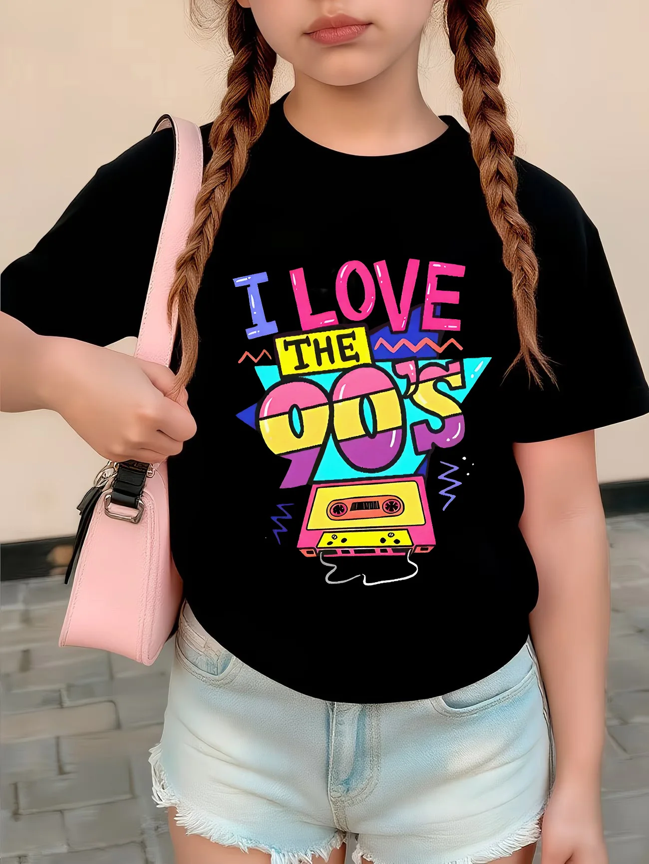 Retro I Love The 90s Funny Kids' Short Sleeve T-Shirt - Casual Summer/Spring Top