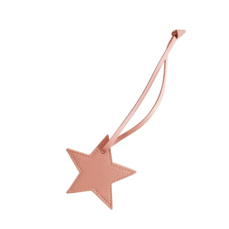 Pu Leather Keychain Five Pointed Star Shape Luggage Pendant Fashion Backpack Handbag Hanging Keyrings Accessories Jewelry Gift
