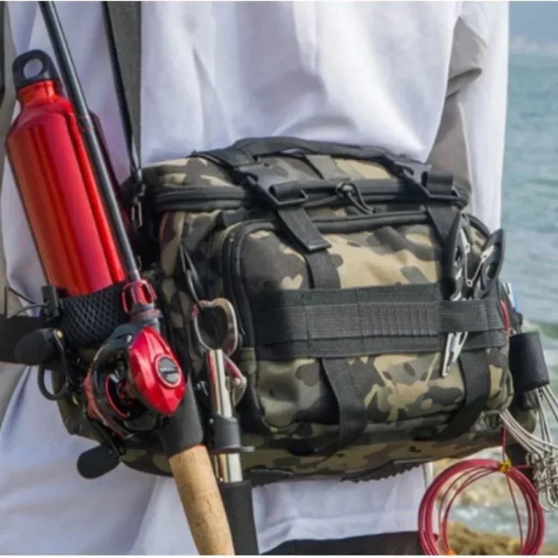 

Fishing Bags Rod Holder Backpack for Men Waterproof Pouch for Fishing Storage Cross Body Sling Bag Military Outdoor Lure Bag