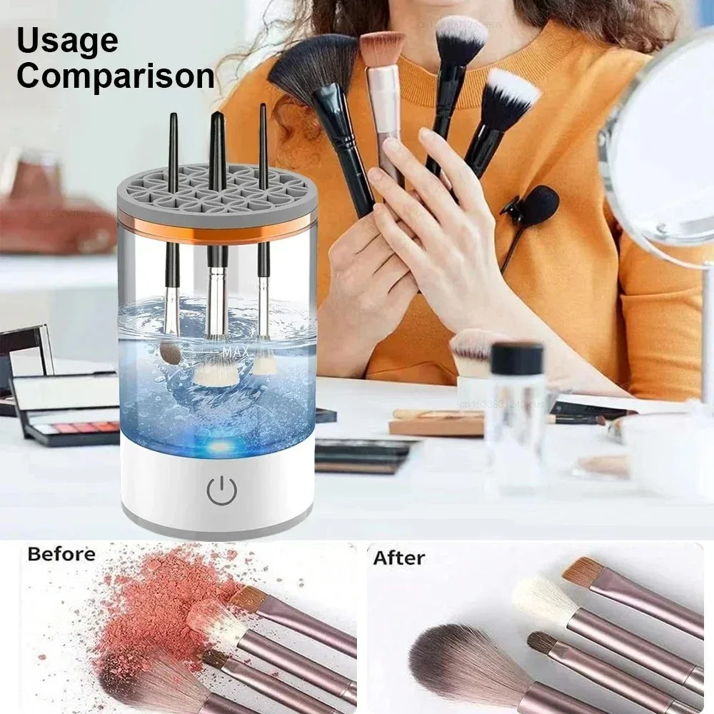 USB Powered Makeup Brush Washer and Dryer - Odorless Battery-Free Cleaner Essential Beauty Tool Plug and Play