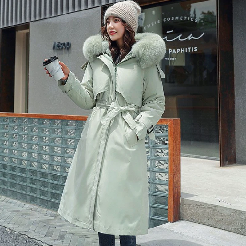 2023 New Women Down Cotton Coat Winter Jacket Female Loose Large Size Parkas Mid Length Version Hooded Outwear Thick Outcoat