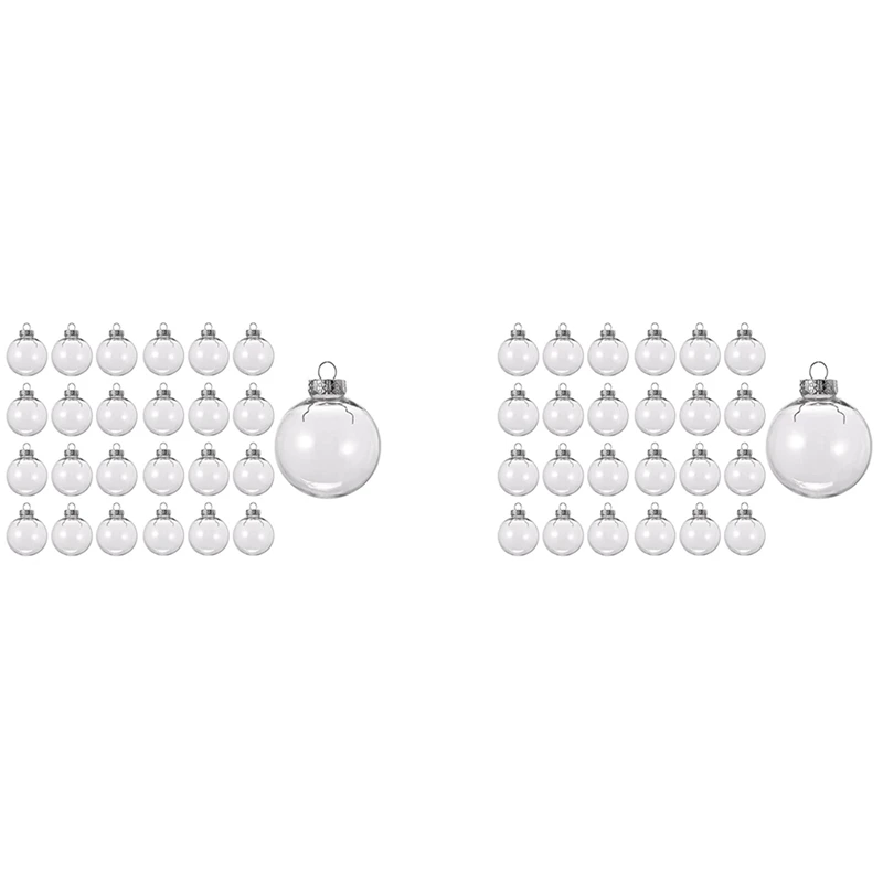 

48PCS Clear Plastic Fillable Christmas Balls 8Cm DIY Xmas Tree Ornament Decoration Arts Crafts