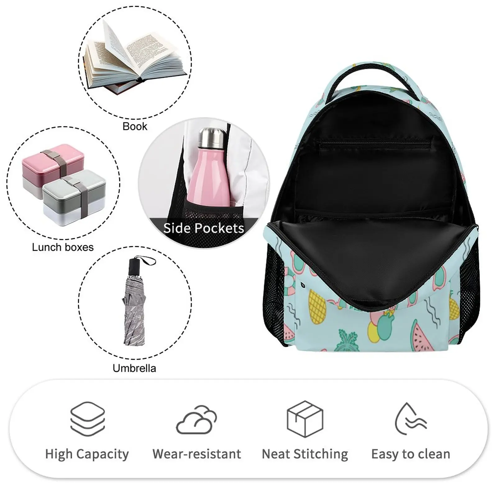 Customized Pattern Student Schoolpack Pencil Case Backpack Large Capacity Shoulder Pencil Case Leisure Travel Bag