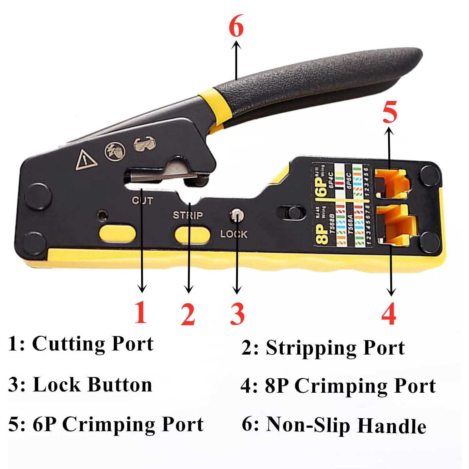 Zoerax Rj45 Passar Através do Jogo de Ferramentas de Friso Cat6 Cat6a Cat5 Cat5e Ethernet Kit de Ferramentas de Friso com um 8p 6p Ethernet Crimper - Imagem 5