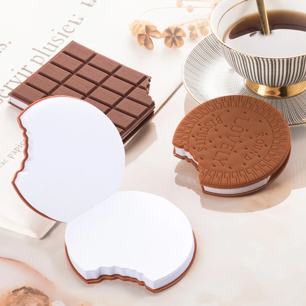 

80 sheets Creative Chocolate Shape Sticky Notes Chocolate Fragrance Notebooks Students Cartoon Tearable Memo Pads Handwritten