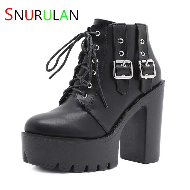 

New Women Black Ankle Boots 13cm Super High Heels Square Heels Boots Zip Rivet Insole Sexy Women Boots
