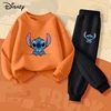 Spring Baby Girl Boy Clothes Set Children Disney Stitch Cartoon Print Sweatshirt Top and Pants Bottom 2Pieces Suit Kid Tracksuit 3