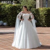 ANGEL Exquisite A-Line Off the Shoulder Plus Size Wedding Dresses 2024 New Backless Bridal Gowns Lace Applique Vestido de Novia 1