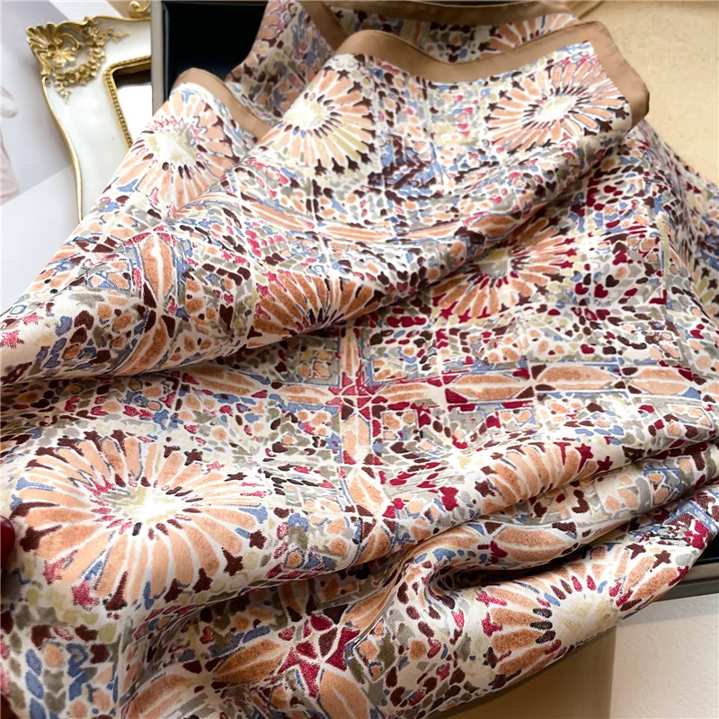 Neue Luxus Marke Seide Quadrat Schal Frauen Hals Sommer Haar Bandana Kopftuch Schal Wrap Hijab Echarpe – Detail 8