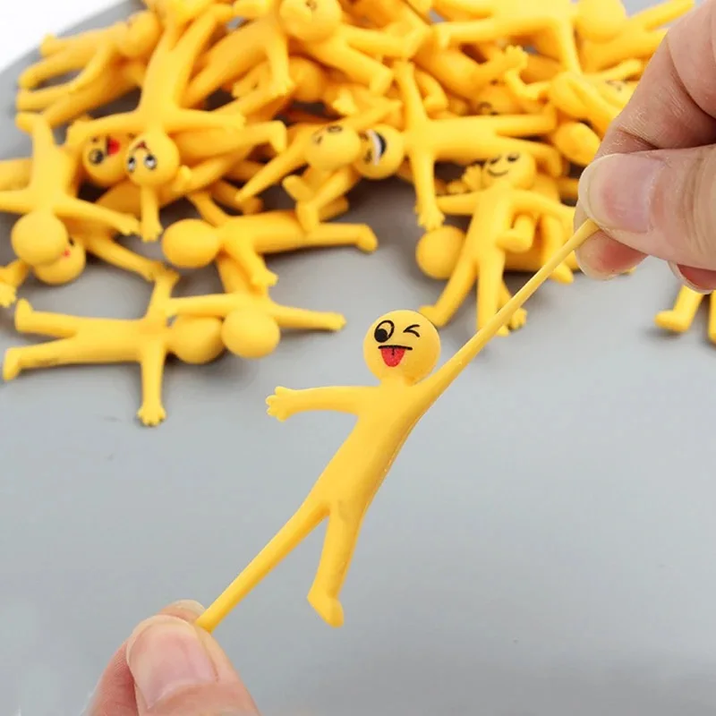 20Pcs Funny Smiley Yellow Man Children Toys Wedding Novelty Stretch Toy Stress Relief Party Favors For Kids Birthday Pinata 20pcs lot colorful blowouts whistle mini horn noise maker kids toys birthday party favors baby shower wedding gifts for guests