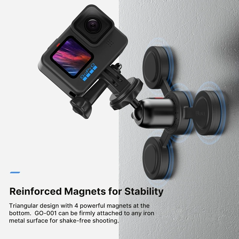 Ulanzi GO-001 Magnetic Mount for Action Cameras Smartphones Flexible Mount for Gopro Insta 360 with 1/4'' Screw Gopro Adapter 2