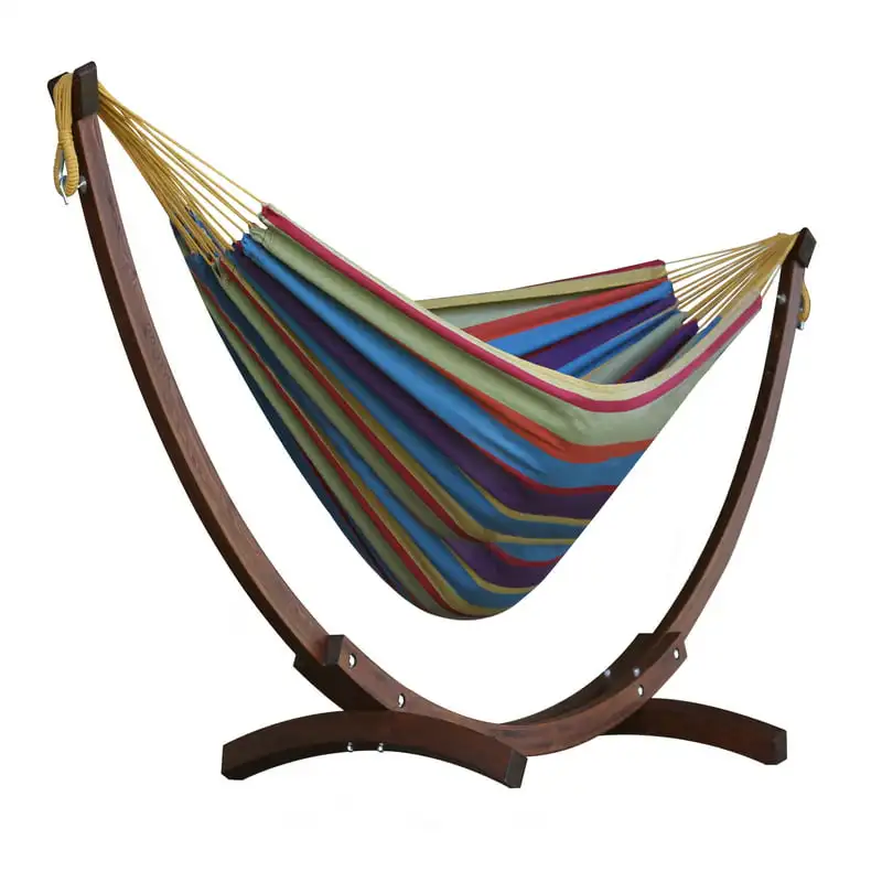 Free shipping Cotton Hammock with Solid Pine Arc Stand - Blue 102" L x 47" W 2
