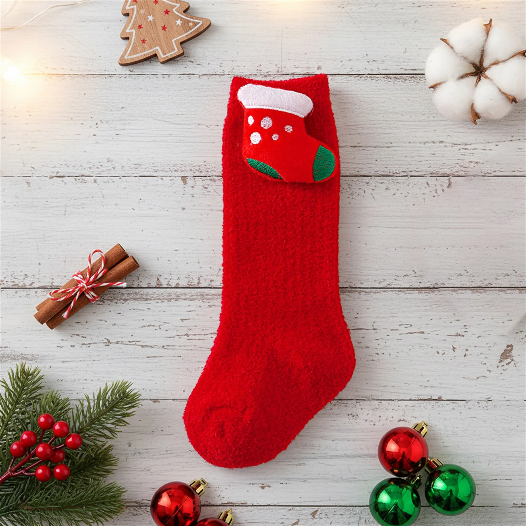 Winter Warm Plush Slipper Socks for Women Men Indoor Fuzzy Cozy Non-Slip Floor Socks with Grippers Christmas Gift