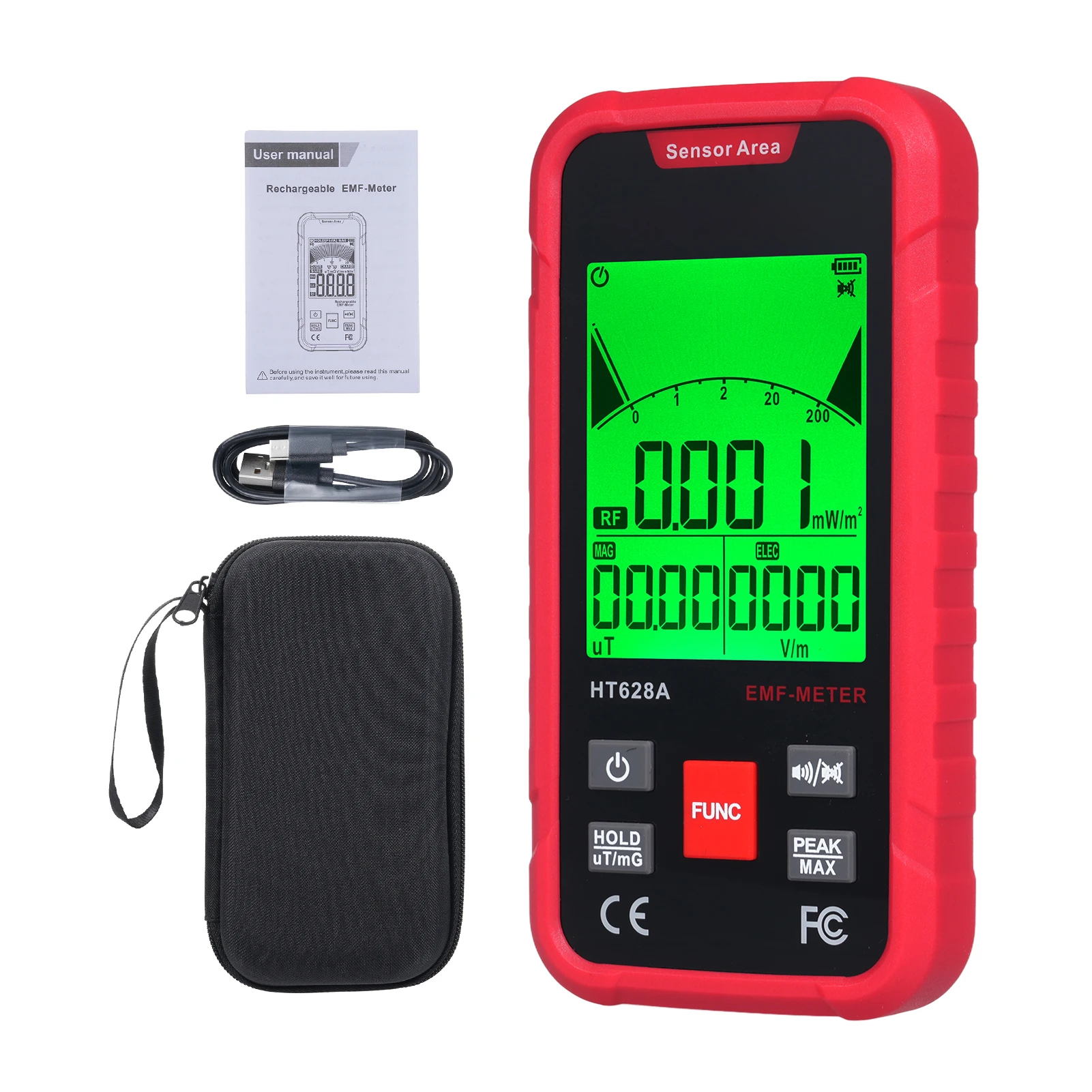 3in1 Electromagnetic Field Radiation Detector EMF Meter for AC Magnetic Field Electric Microwave Radiation Intensity Data