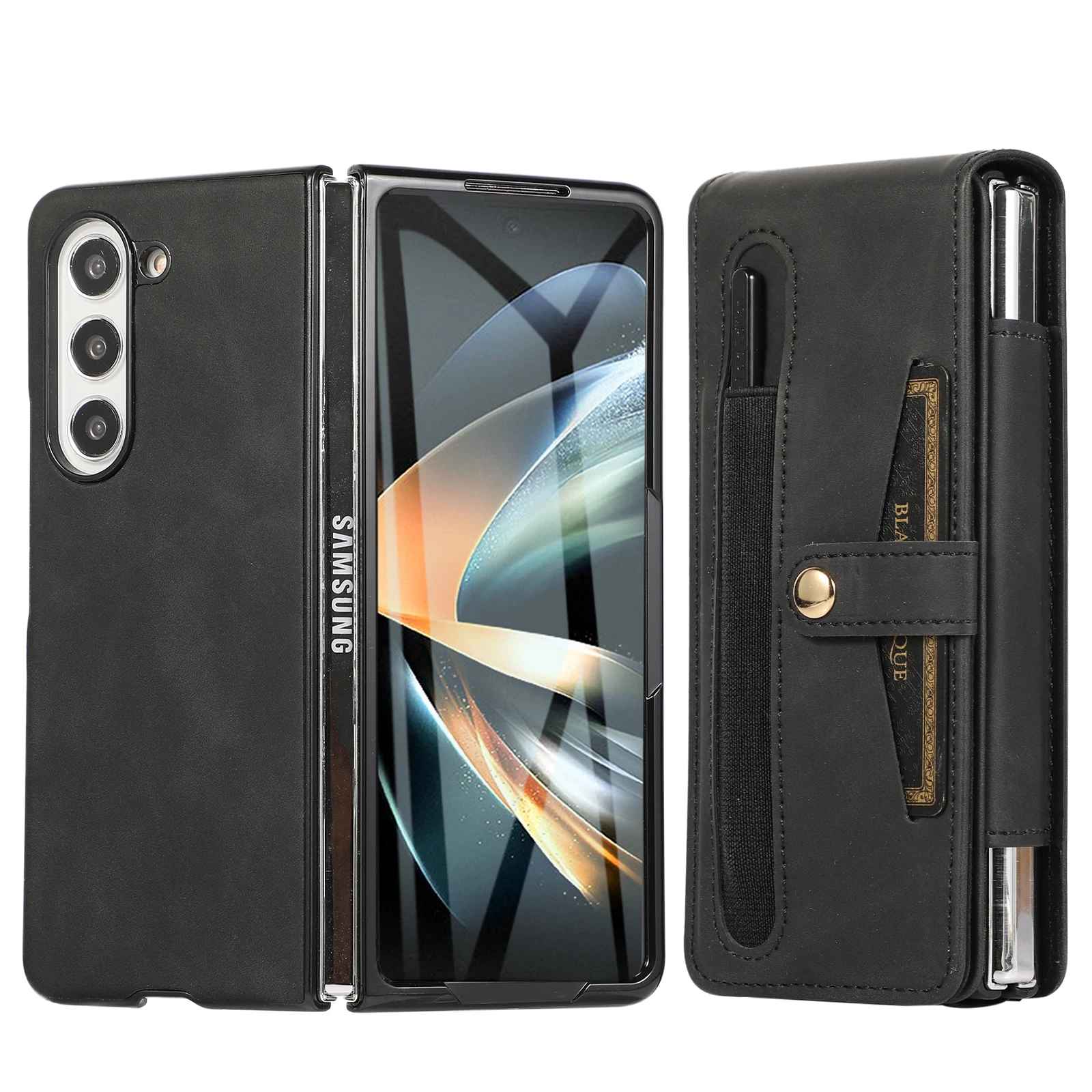 

Для samsung z fold 5 полная защита кошелек сумка чехол для Samsung Galaxy Z Fold5 складной 5 фотоэлементов стеклянная пленка S Чехол для ручки