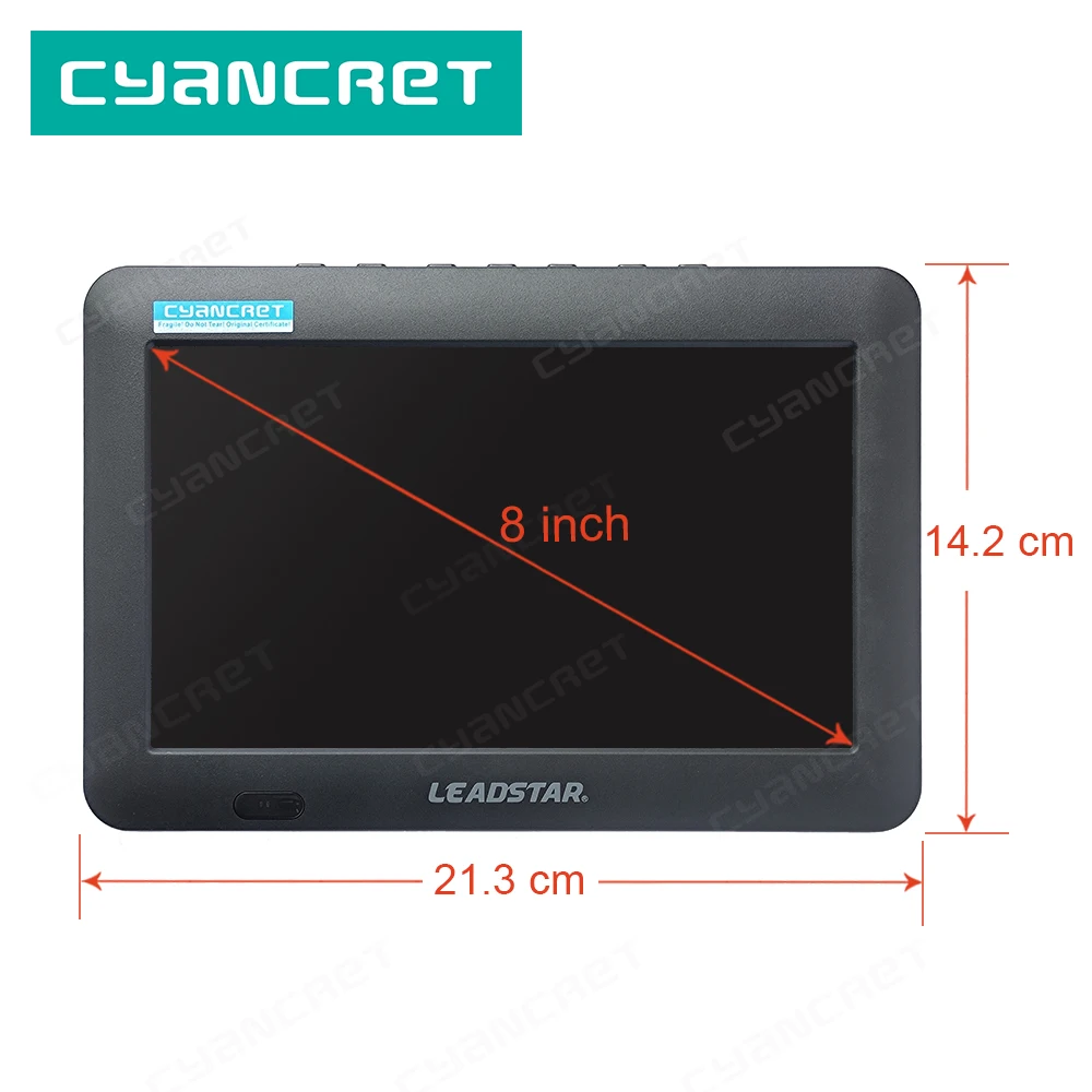 리드스타 D8 휴대용 TV 8인치 DVB-T2 ATSC ISDB-T TDT 디지털 및 아날로그 미니 소형 차량용 텔레비전 USB TF MP4 H.265 AC3 지원