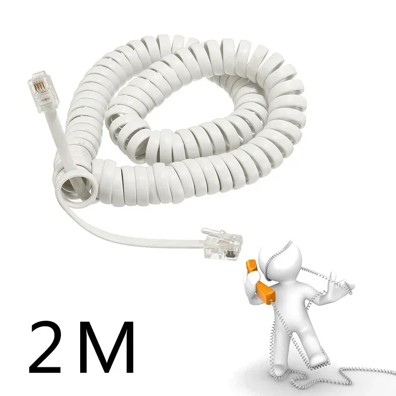 Telephone Handset Cord 2M 6Ft Modular Coiled Telephone Handset RJ10 Cord Curly