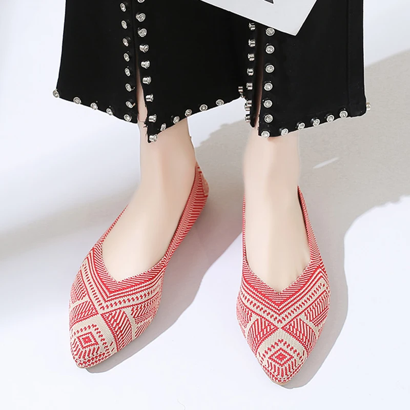 Women Fashion Slip On Mesh Loafers Breathable Stretch Ballet Flats