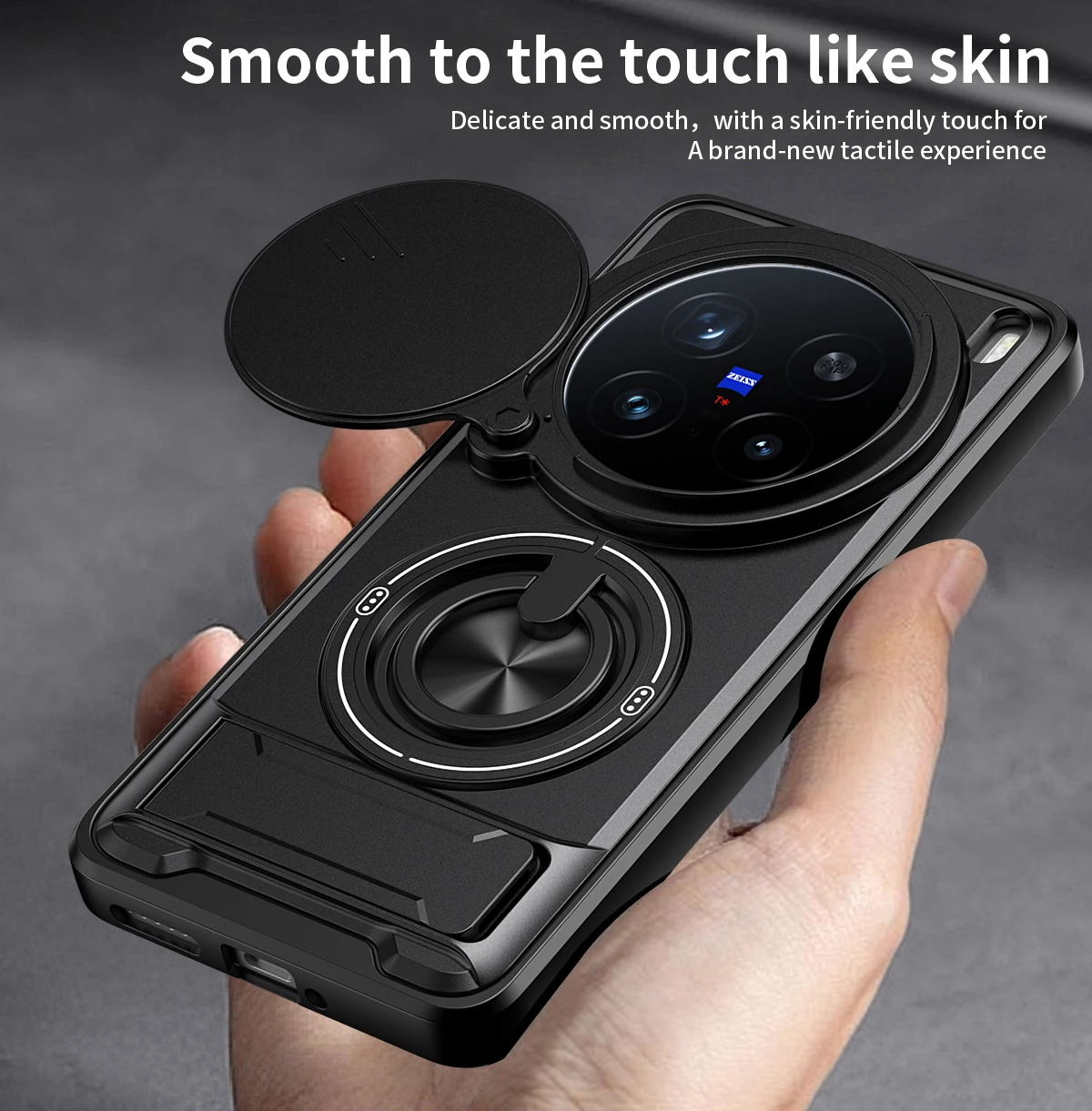 Shockproof Armor Phone Case with Magnetic Stand and Slide Camera Protector Cover