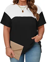 Women Plus Size Summer Tunic Tops O-neck Short Sleeve Casual Blouse - Image 4