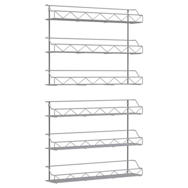 

2 Pack Spice Rack Organizer, 3 Tier Counter-Top Stand Or Wall Mounted Storage Rack Hanging Shelf For Kitchen
