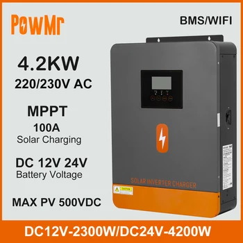 4.2KW Dual Voltage DC12V 24V to 230VAC Off Grid Solar Inverter With 100A MPPT Solar Charger Max PV 500V Fit Lithium Batteria BMS 1