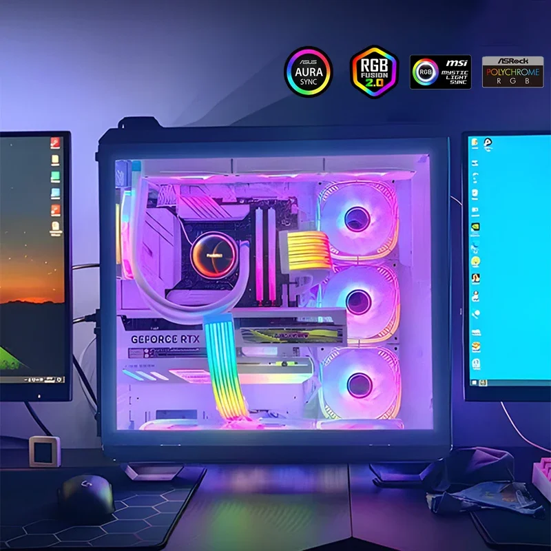 5V 3핀 ARGB 동기화 PC 케이블 8/24핀 마더보드 전원 연장 케이블 유연한 LED 스트립 라이트 DIY 키트 비디오 카드 8핀 6핀 케이블