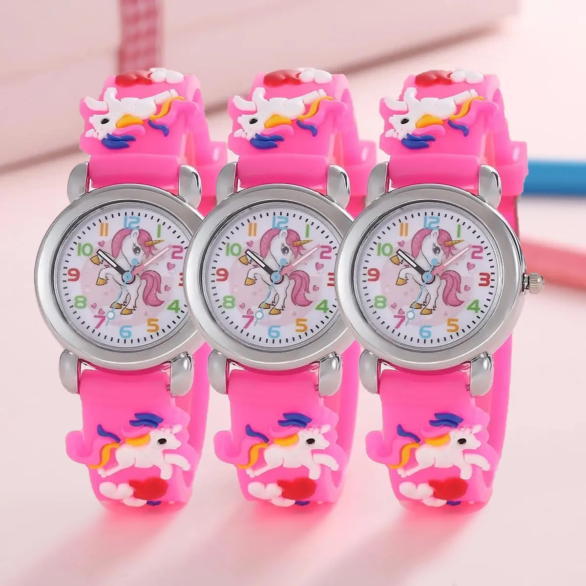 New Fashion Colorful Cartoon Unicorn Student and Children’s Watch Quartz Watch Electronic Watch