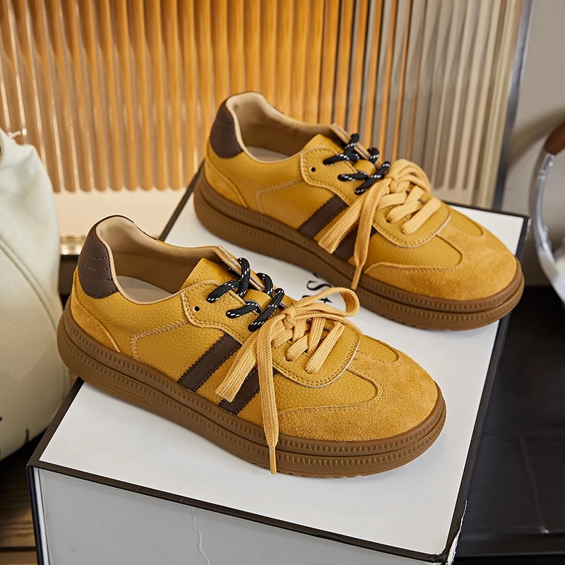 DIMANYU De Training Shoes Women's Real Leather 2024 Fall New Lace Female Sneakers Thick Sole casual female Forrest Gump Shoes 5