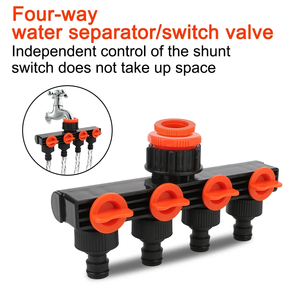 Valve Splitter 3/4" Watering Connector Distributor 4 Way Hose Splitters for Water Pipe Hose Pipe Tap Connectors