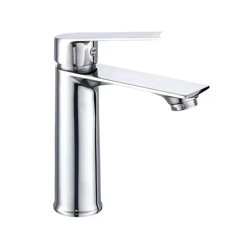 Electroplating long flat basin hot and cold faucet