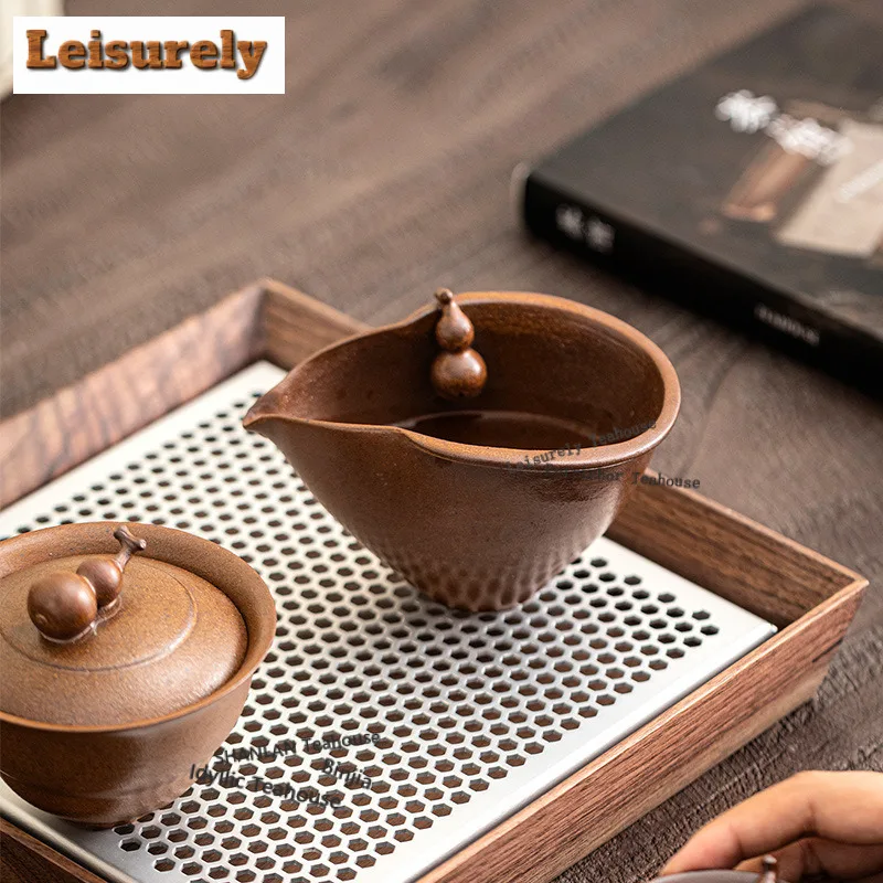 140ML Sauce Glaze Gourd Tea Pitcher Pour Tea Serving Cup Cha Hai Dispenser Household Justice Cup Fair Mug Tea Ceremony Supplies