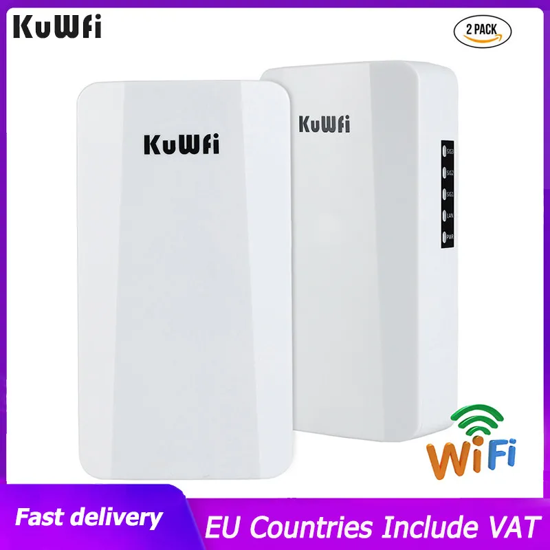 Kuwfi Outdoor Router 300Mbps Wireless Wifi Bridge Outdoor P2P 1Km Wireless Wifi Repeater Cpe Con Adattatore Poe 24V Per Telecamera Ip