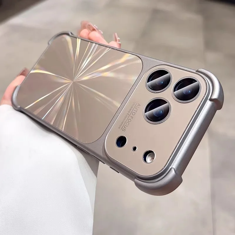 Bumper Shockproof Soft Silicone Case with Laser Aurora Glass Lens Protection and Touch Buttons Cover