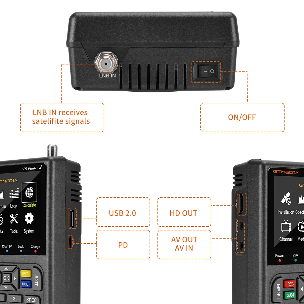 Original GTMEDIA V8 Finder 2 Satellite TV Finder Meter DVB-S/S2/S2X 3.5 Inch LCD Display 1080P, VS V8 Finder Meter WS-6933 4