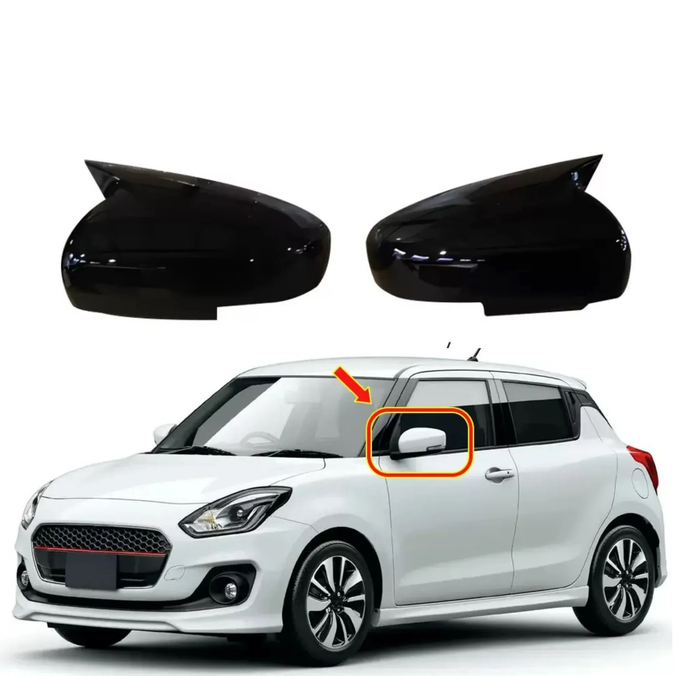 스즈키 스위프트 2018 2019 2020 2021 2022-2025용 자동차 사이드 미러 커버 윙 캡 리어 뷰 케이스 트림 카본 파이버