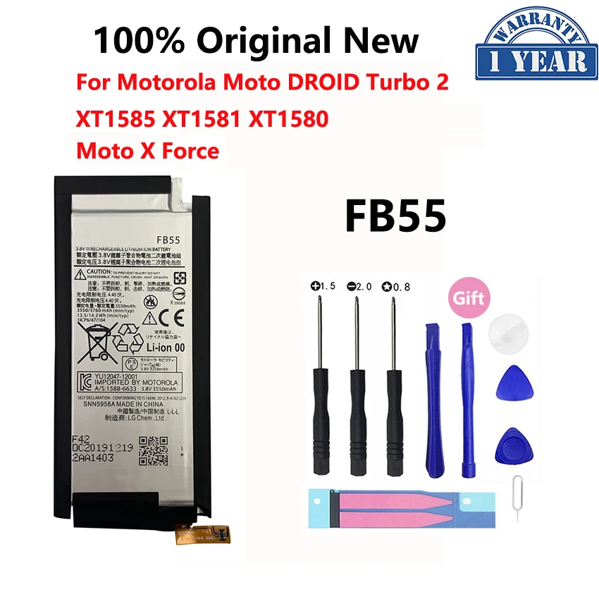 

100% Original 3760mAh FB55 Battery For Motorola Moto DROID Turbo 2 XT1585 XT1581 XT1580 Moto X Force Replacement Phone Bateria