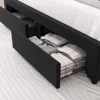 King Upholstered LED Bed Frame with 2 Storage Drawers, Velvet Platform Bed with Wingback Headboard, Solid Wooden Slats Support 2