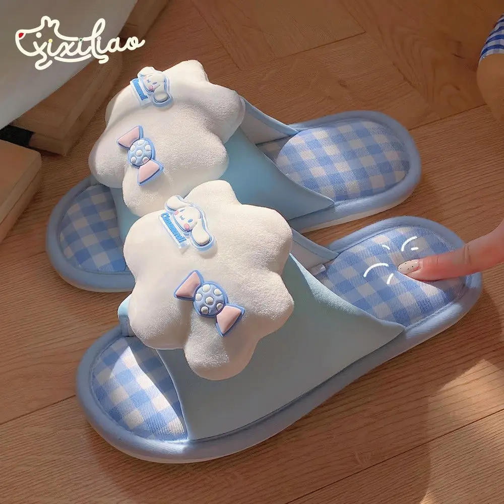 

Sanrio Cinnamoroll My Melody Anime Kawaii Casual Slippers Cute Ins Hello Kitty Kuromi Leisure Home Cotton Shoes Gifts for Kids