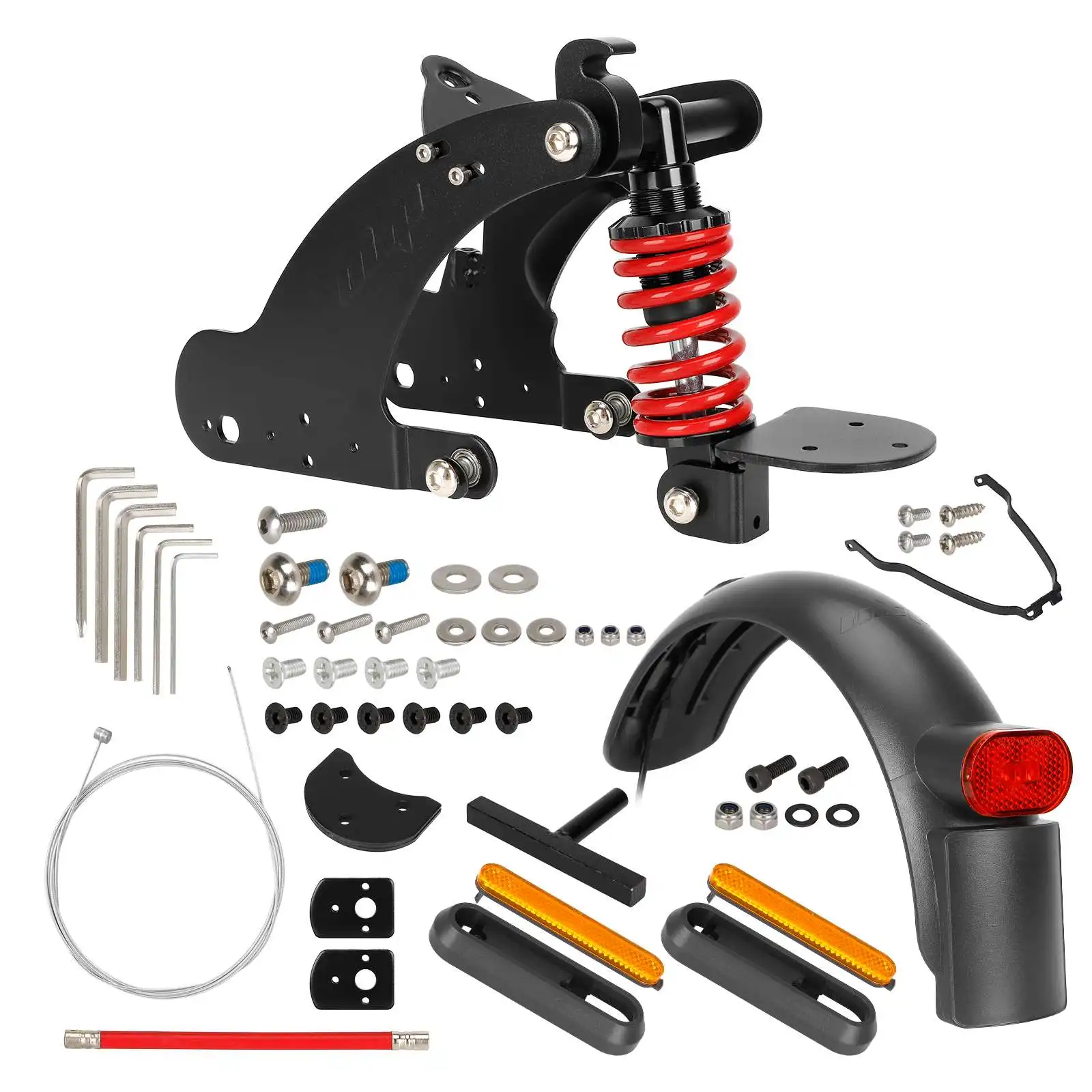 Enhanced Rear Suspension Shock Absorber Kit with Mudguard and Taillight