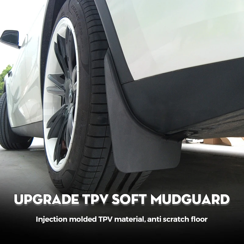 4PCS PP TPV Front Rear Mudflaps Mud Flaps Original Model Replacement Splash Protector Fender for Tesla Model 3 Y 21~23