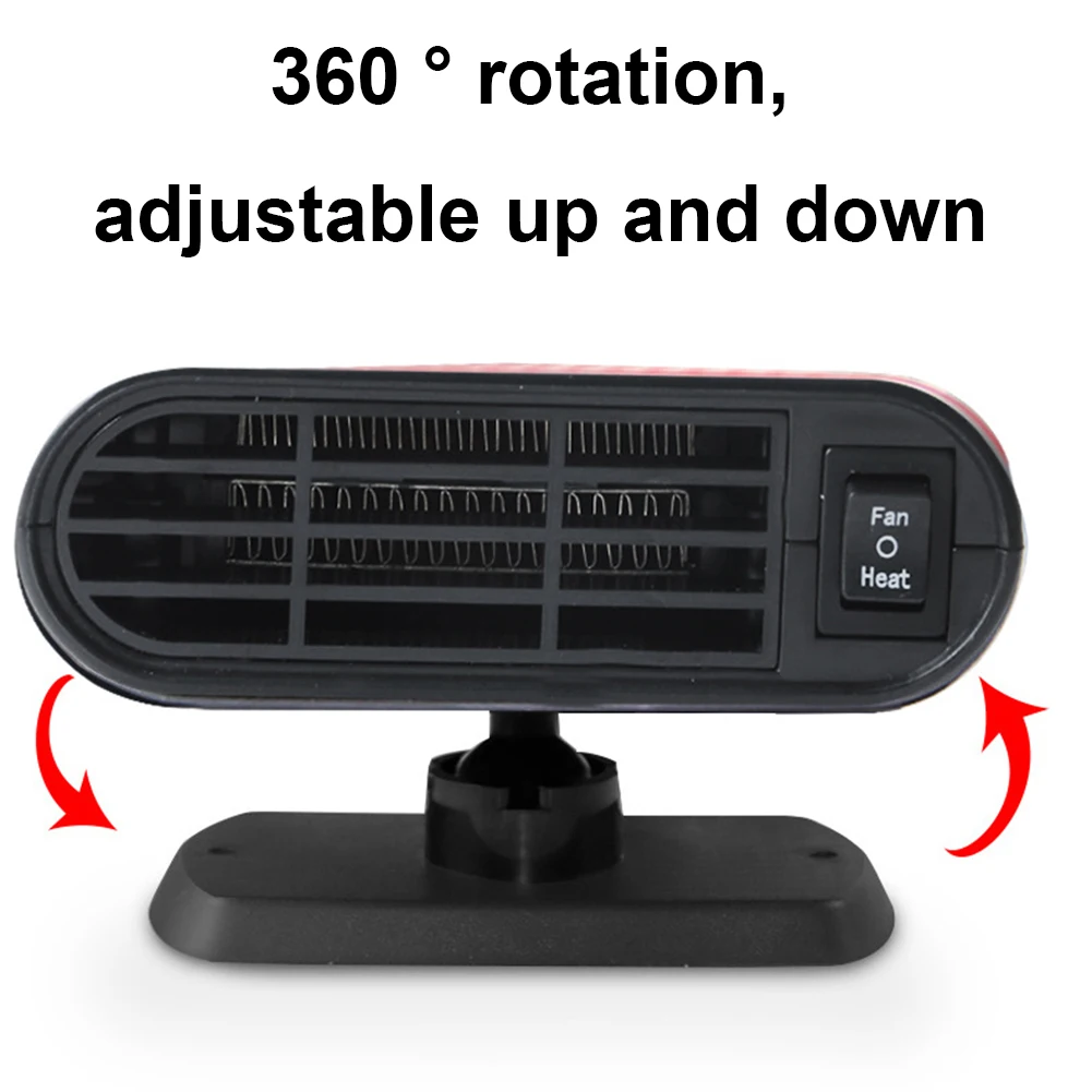 12/24V Portable Car Heater 360 Rotating Auto Windshield Defroster 1200W Defogging Defrosting Heating Fan Car Anti-Fog Heater