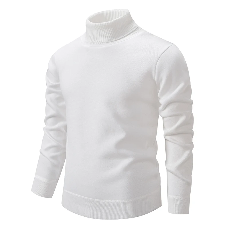 Autumn Men's Turtleneck Sweater Winter Knitting Pullovers Rollneck Warm Men Jumper Loose Solid Color Top 4