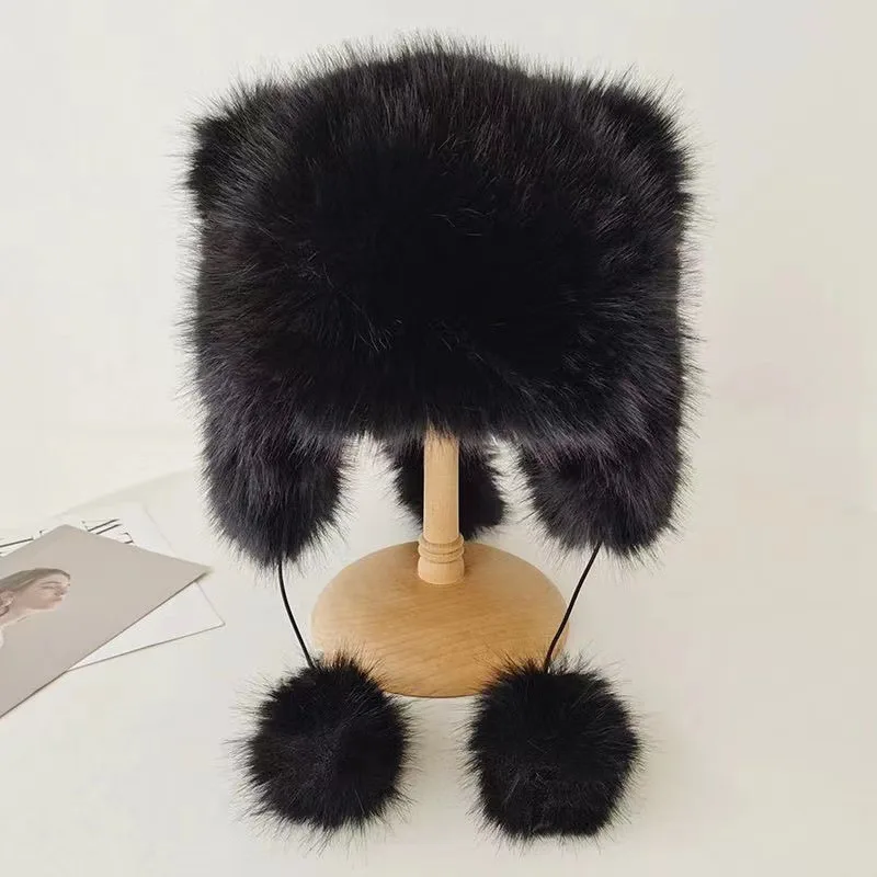 2-8Y Kids Plush Russian Plush Hat Winter Mongolian Hat Thicken Kids Raccoon Tail Hat for Kid Teens Keep Warm Cap Child Beanies